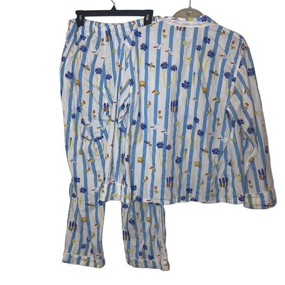 Sant Abel Womens Pajamas Set Size Large Blue Striped The Seabird Pure Cotton - Picture 10 of 10